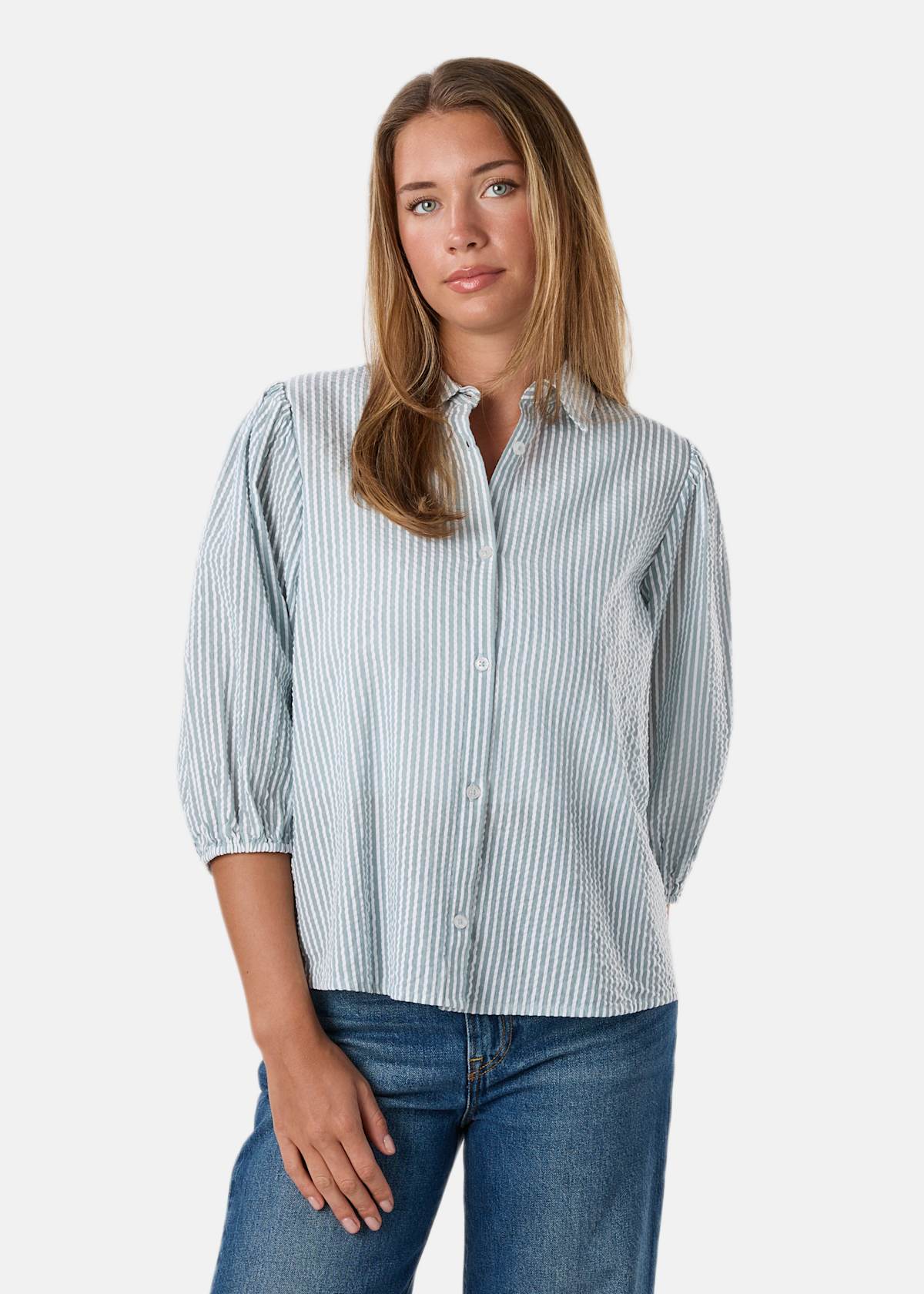 Marina Seersucker Blouse W |  - sv-se - dam - klader - toppar-linnen - blus - kortarmade-blusar | Padelspecialisterna