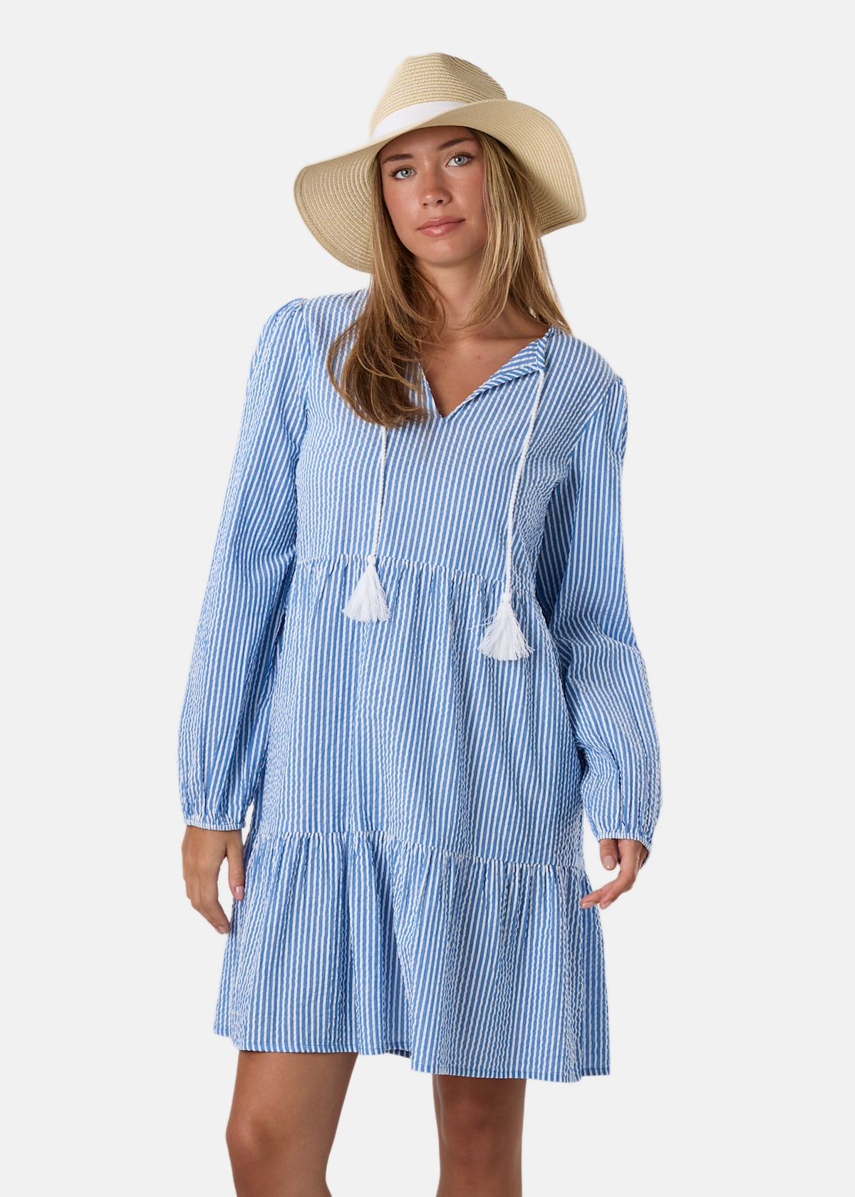 Marina Seersucker Tunic Dress W |  - sv-se - dam - klader - kjolar-klanningar - klanningar | Padelspecialisterna