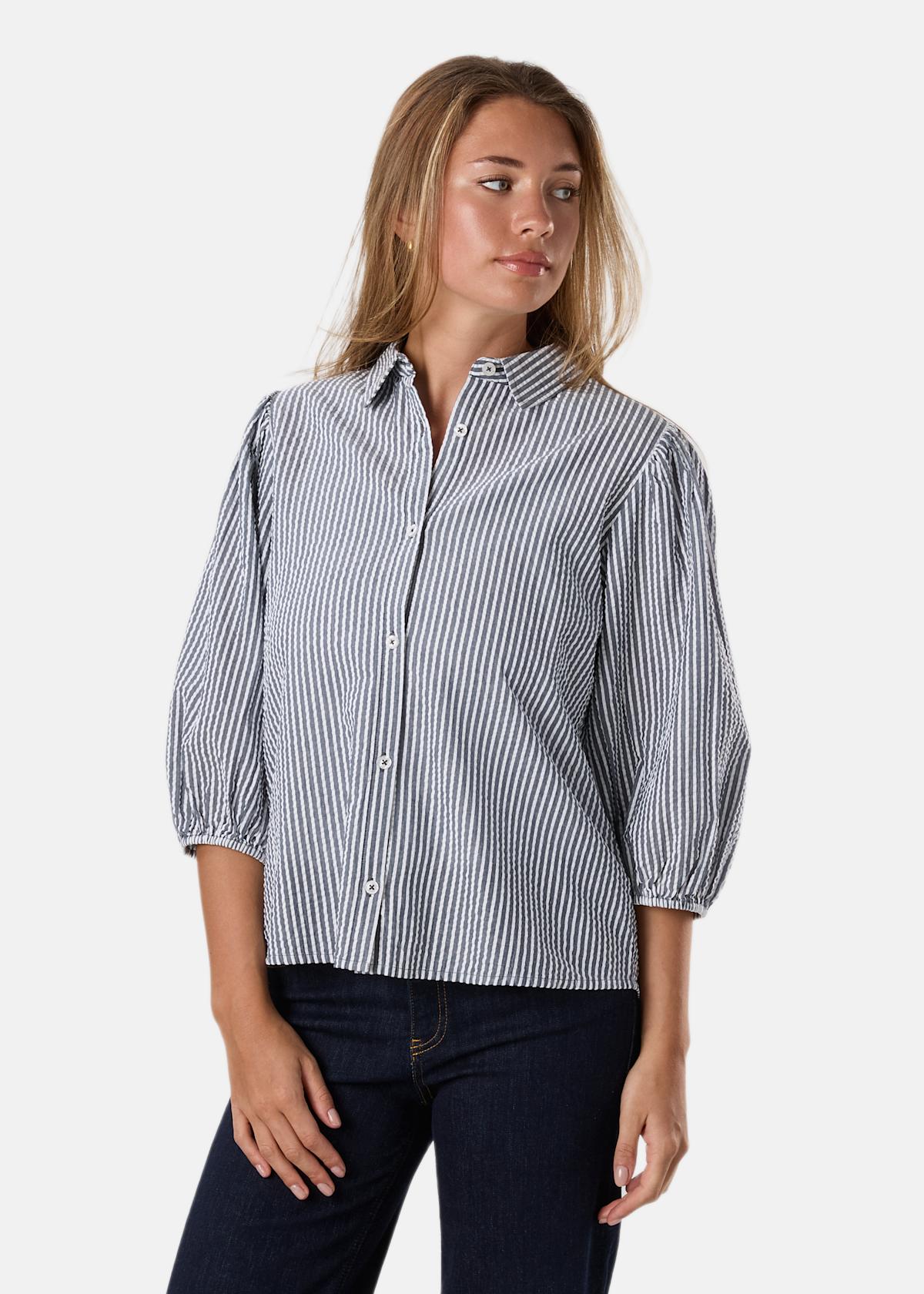 Marina Seersucker Blouse W |  - sv-se - dam - klader - toppar-linnen - blus - kortarmade-blusar | Padelspecialisterna