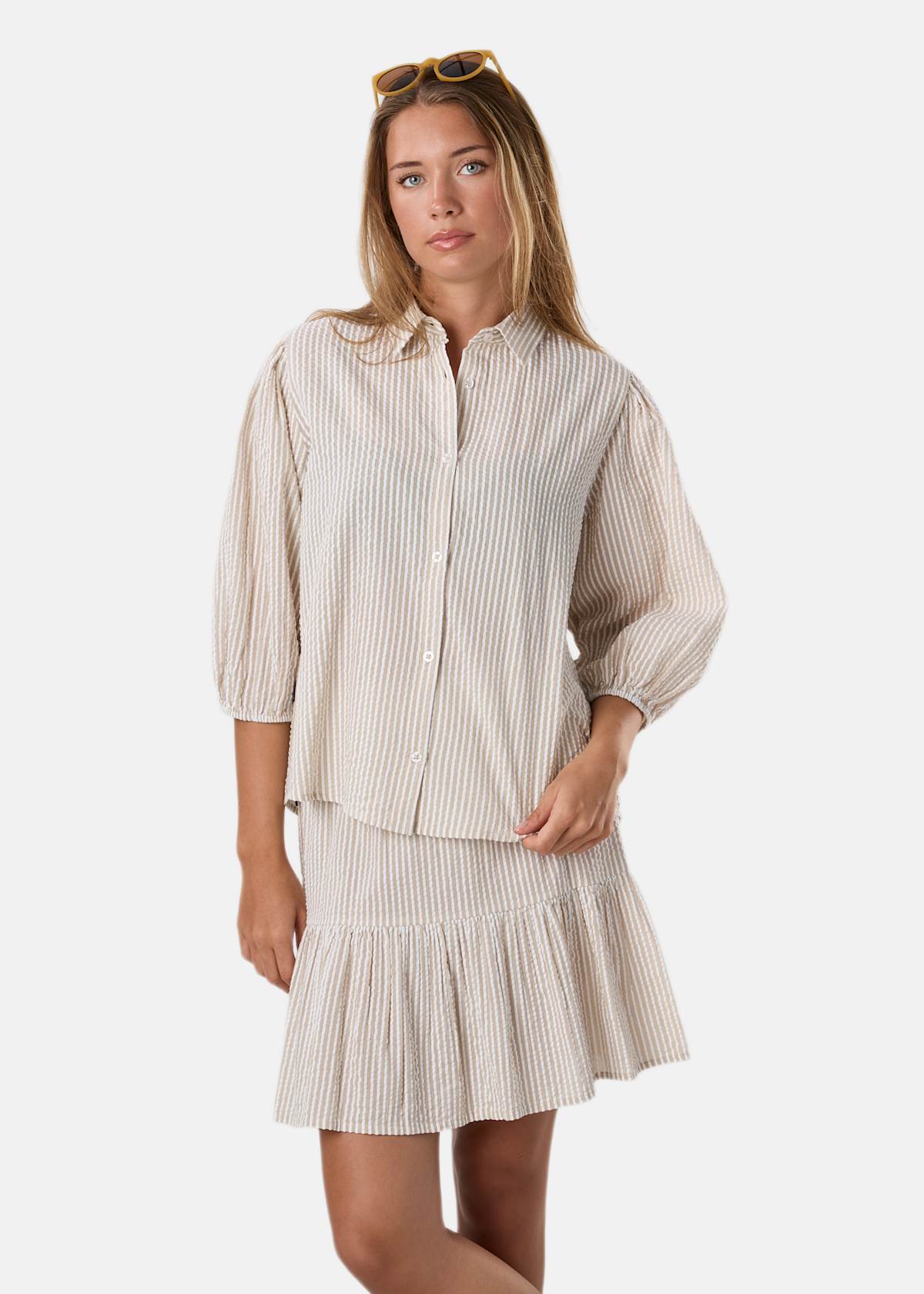 Marina Seersucker Blouse W |  - sv-se - dam - klader - toppar-linnen - blus - kortarmade-blusar | Padelspecialisterna