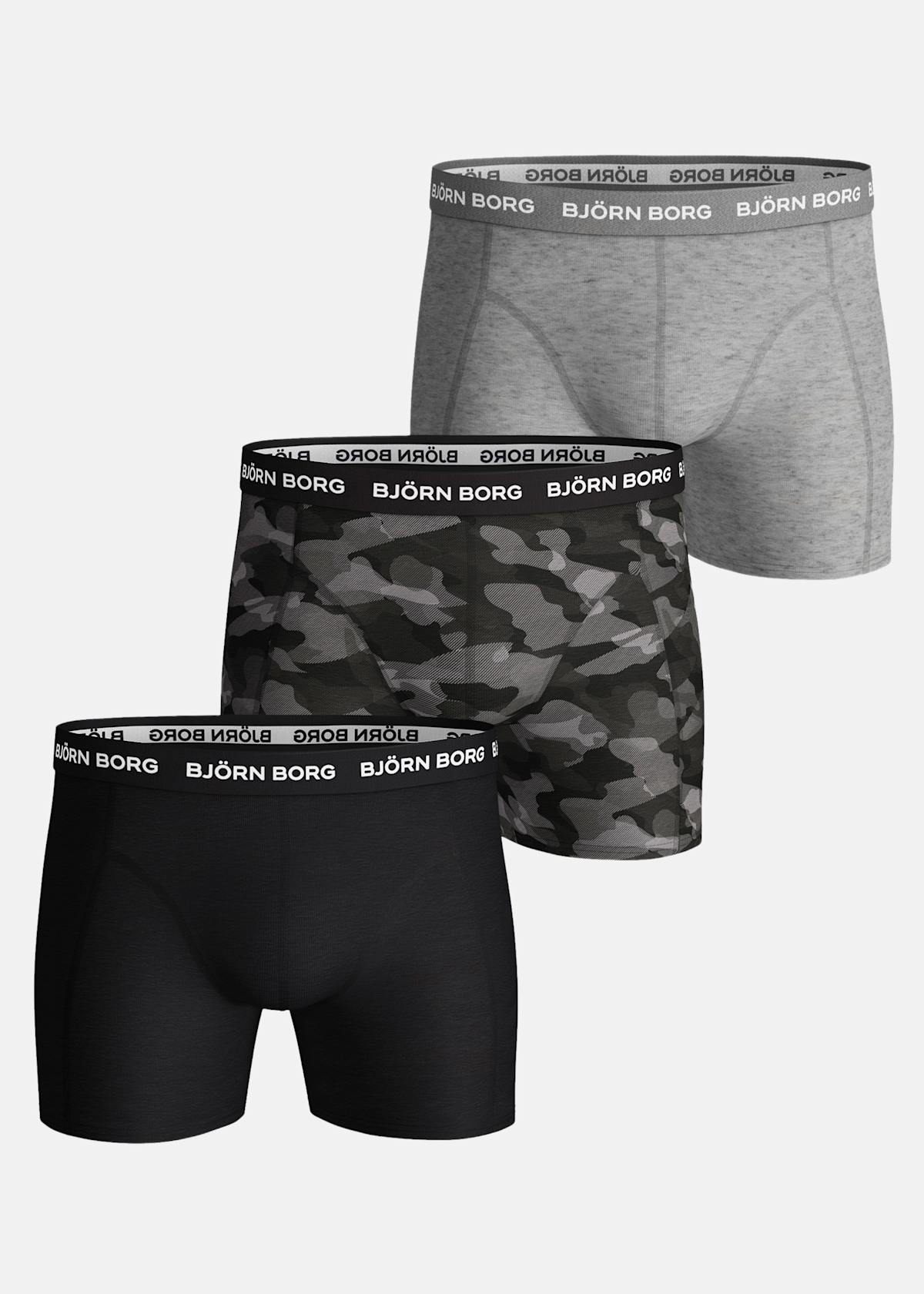 Alternativ bild 1 för Björn Borg Kalsonger 3P Essential Shadeline Shorts Grå/Svart bomull XX-Large Herr
