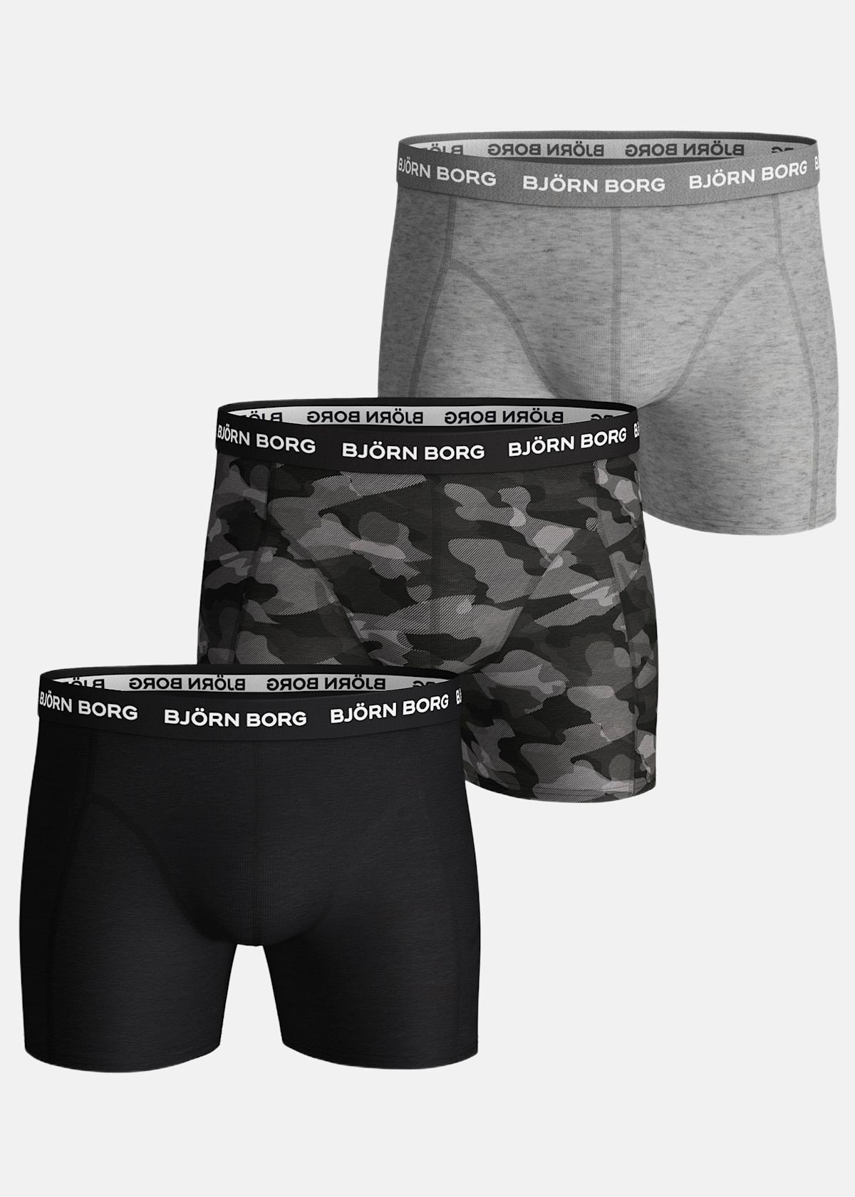 Alternativ bild 0 för Björn Borg Kalsonger 3P Essential Shadeline Shorts Grå/Svart bomull XX-Large Herr