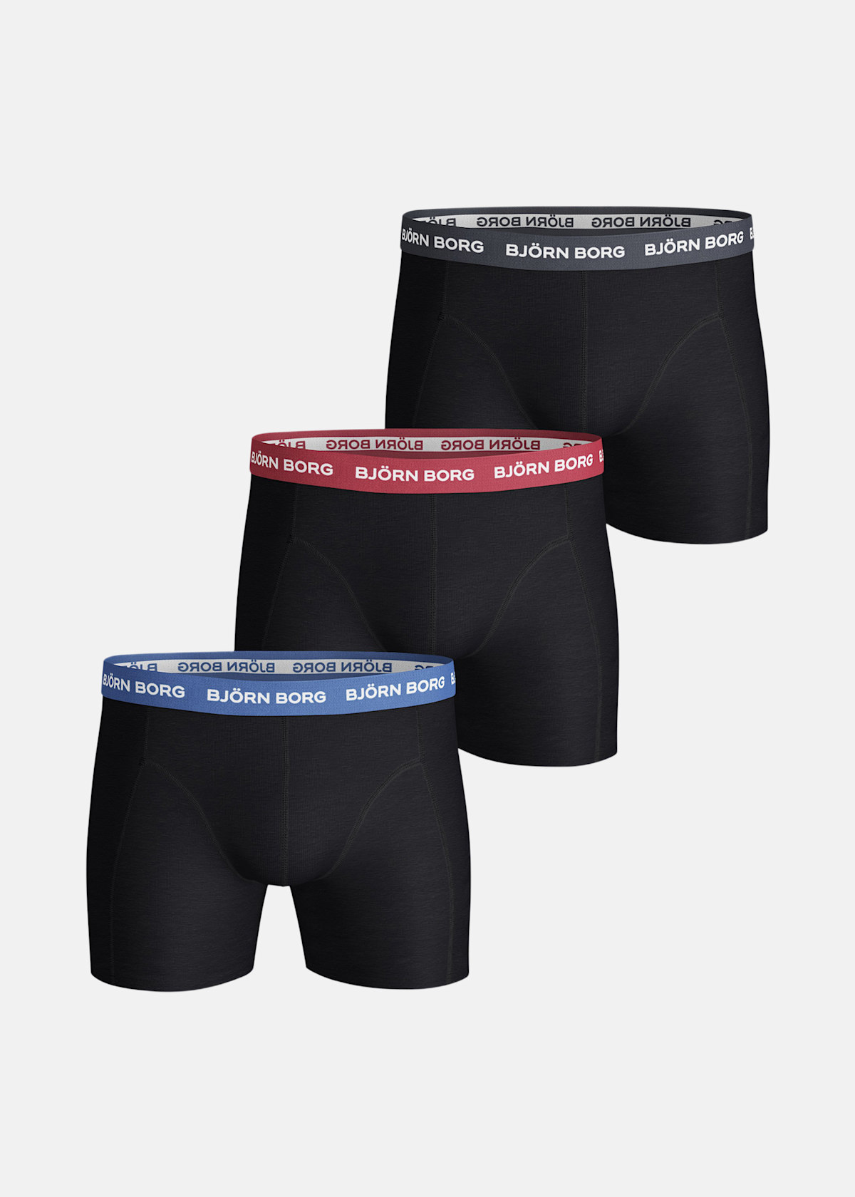 Alternativ bild 0 för Björn Borg Kalsonger 3P Essential Contrast Shorts Svart/Röd bomull XX-Large Herr