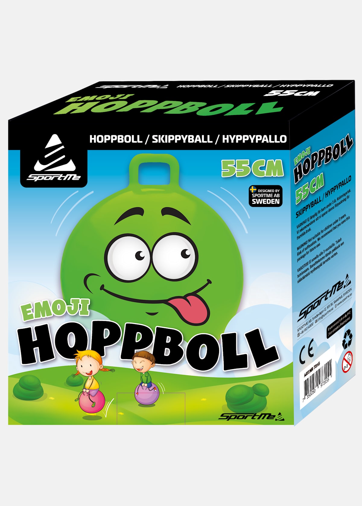 Hoppboll Funny Face, 55 cm Grö | Sporting Goods - Outdoor Recreation | Padelspecialisterna