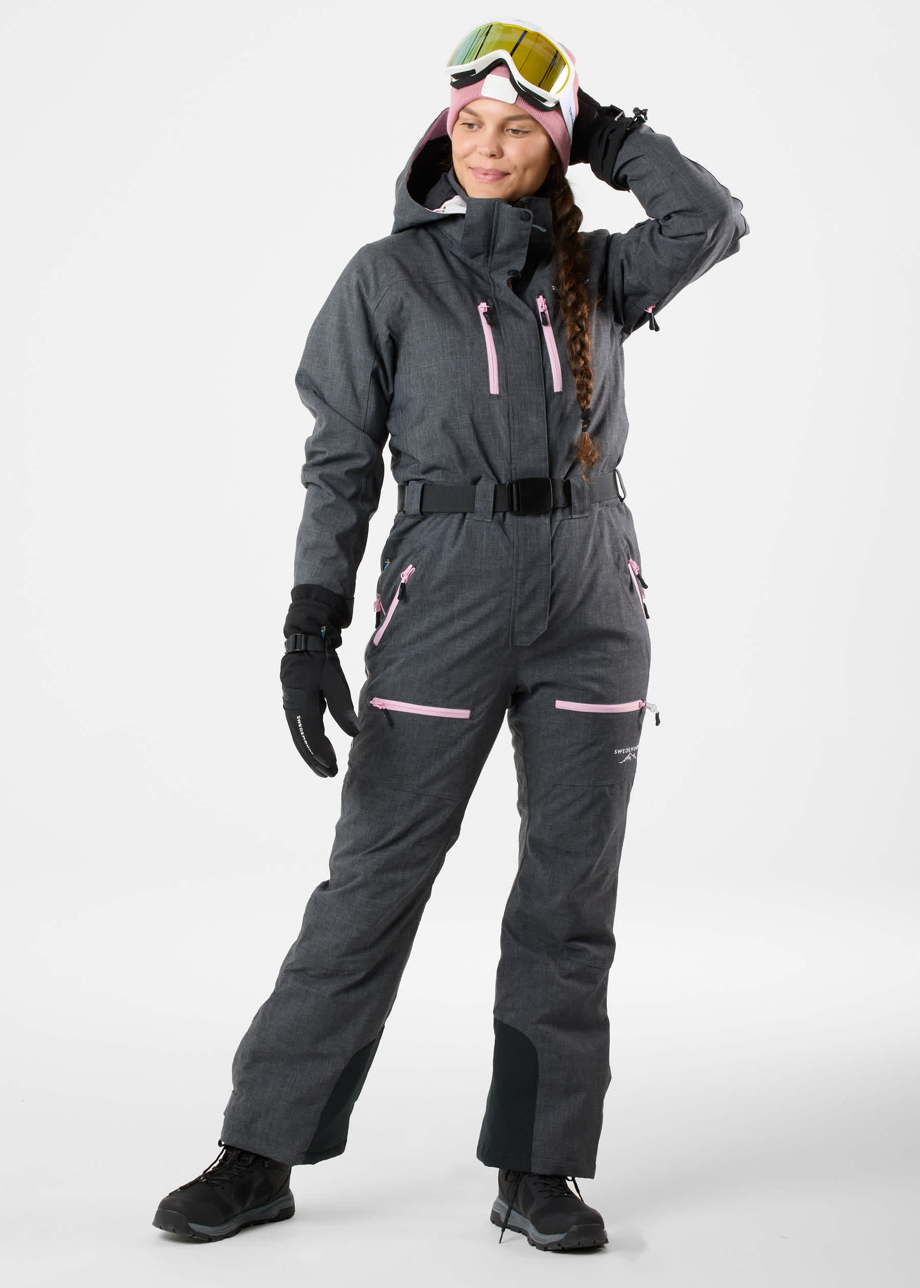 Charcoal Melange/Light Pink