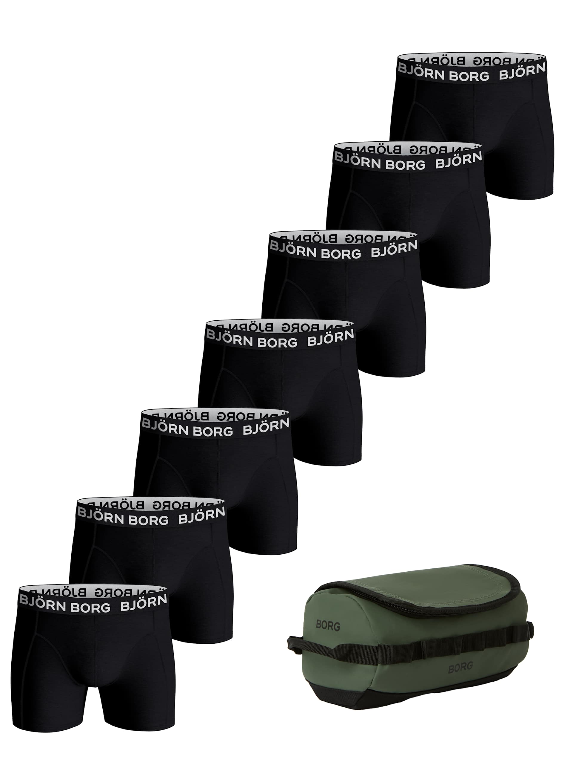 Björn Borg COTTON STRETCH BOXER 7 PACK + WASH BAG kalsonger herr