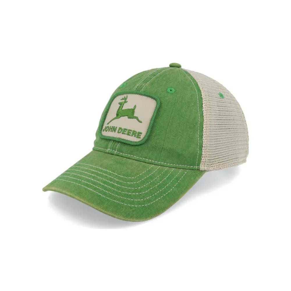 John Deere Grön trucker Keps Stone Washed Logo Dark Green/Ivory Dad Cap Trucker herr – bild 8