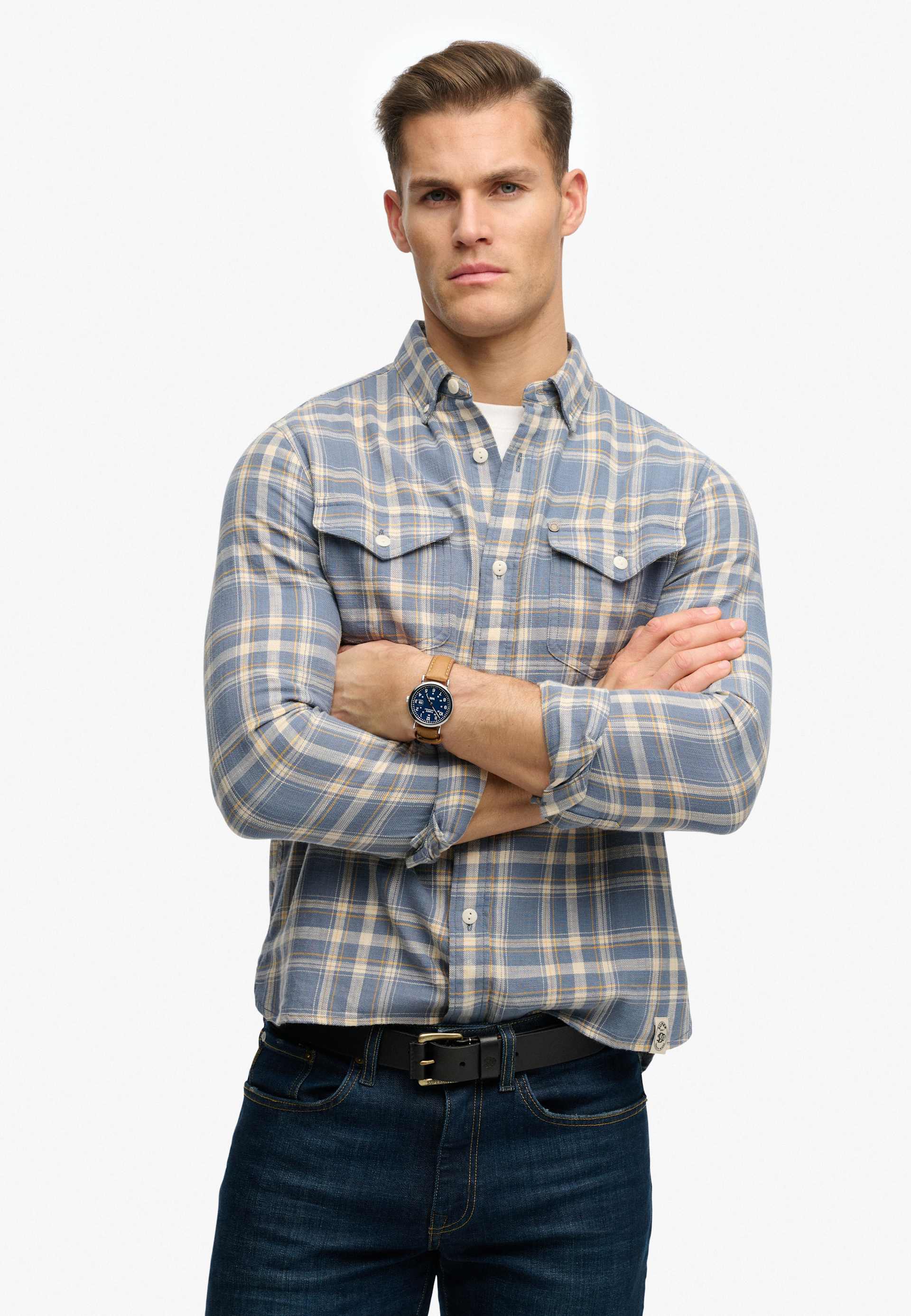 Superdry MERCHANT LITE CHECK SHIRT skjortor & blusar herr