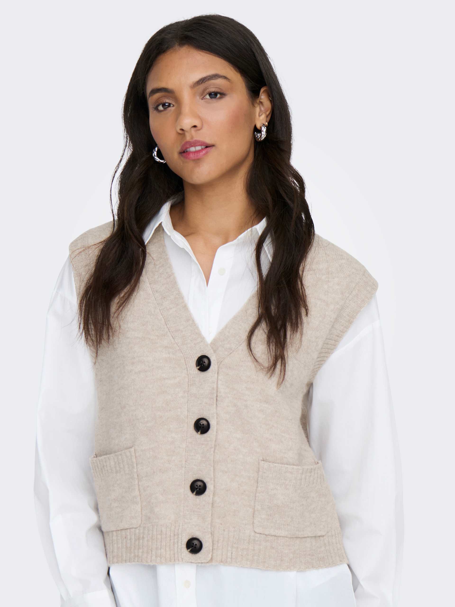 JDY JDYSUPER S/L V-NECK VEST KNT N västar dam