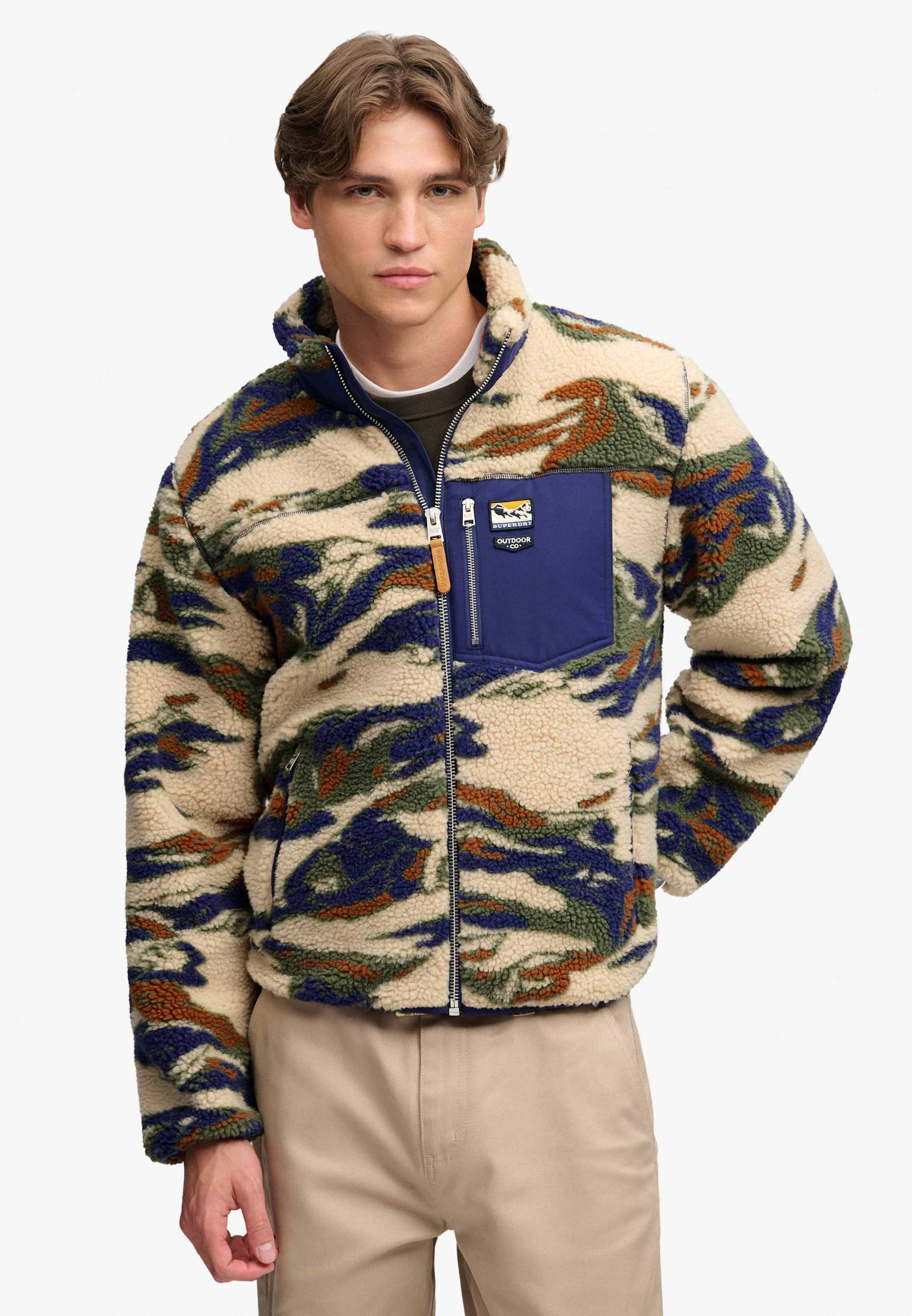 Superdry & Co Fleecejacka 'TERRAIN' beige / marinblå / rostbrun herr – bild 2