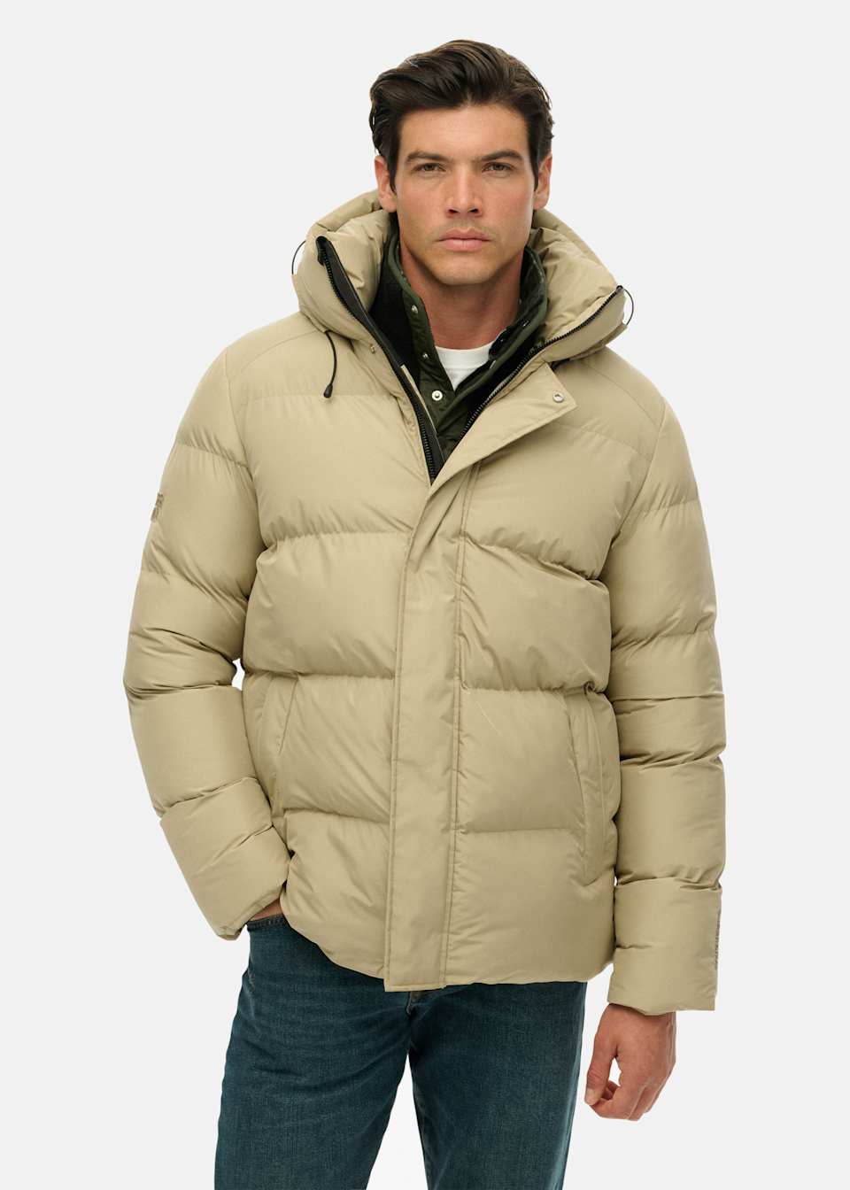 HOODED 5 BAFFLE SPORTS PUFFER