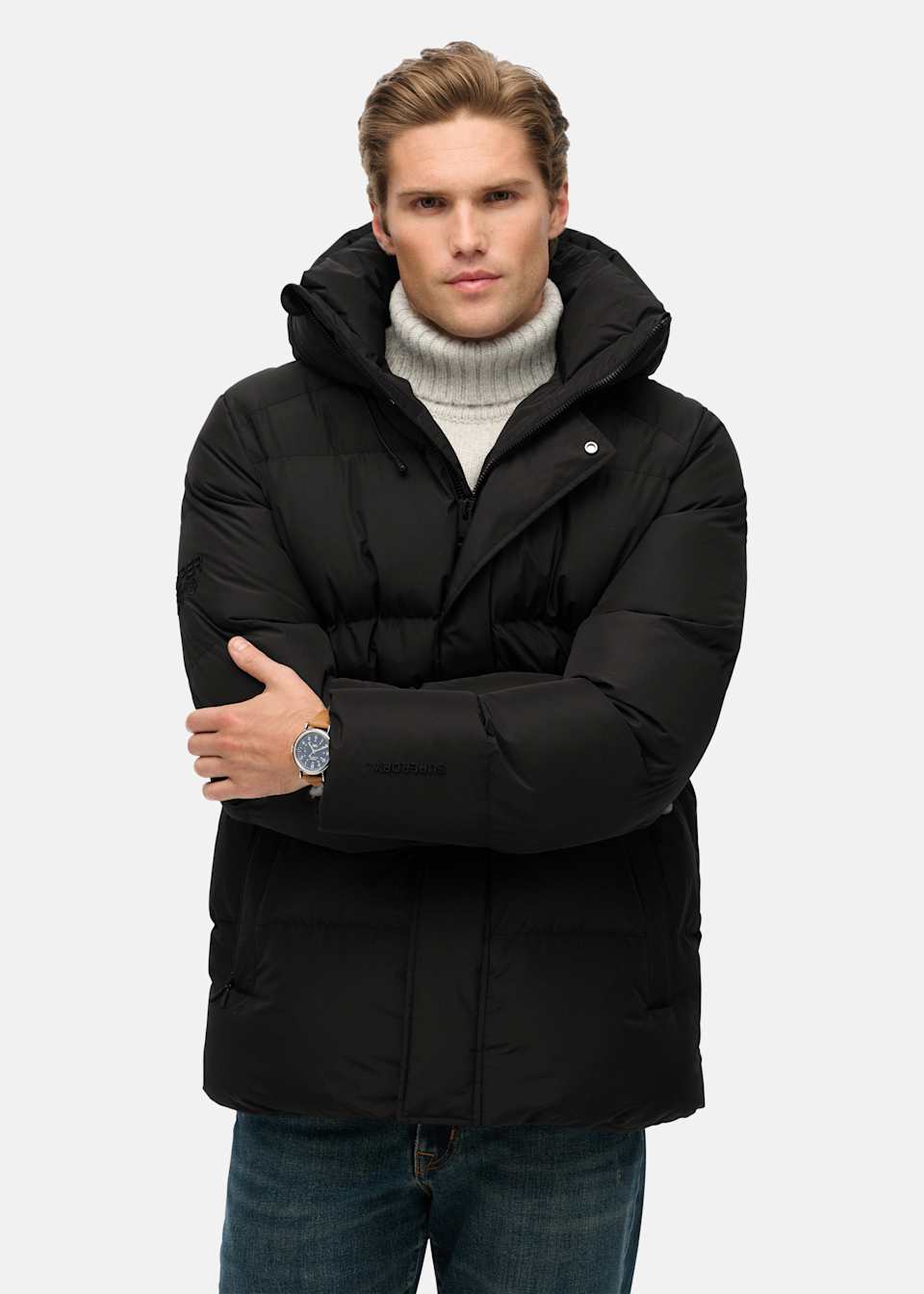 HOODED 5 BAFFLE SPORTS PUFFER
