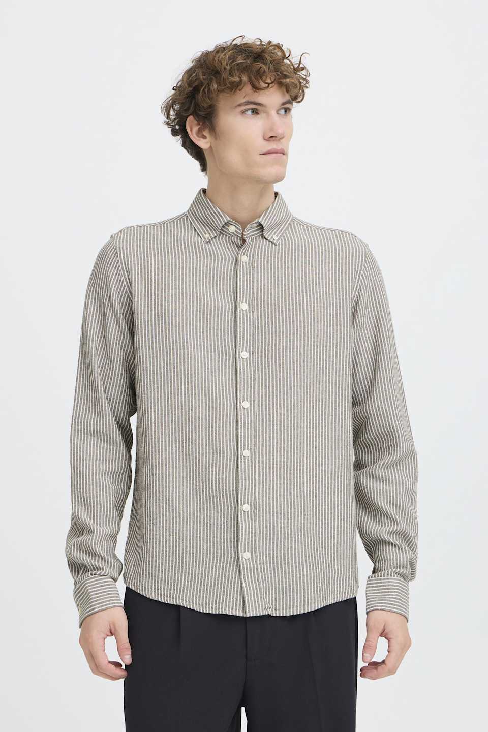 CFHANES LINEN MIX LS SHIRT
