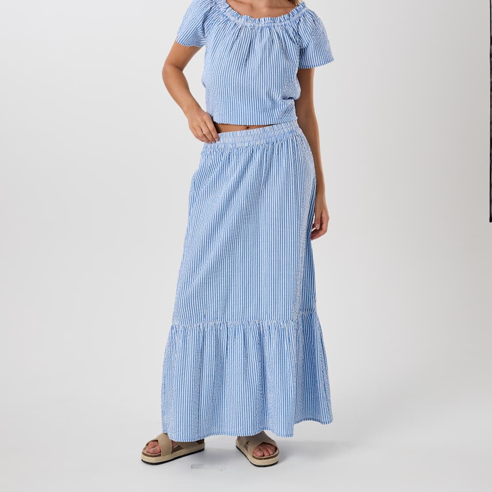 Marina Seersucker Long Skirt W