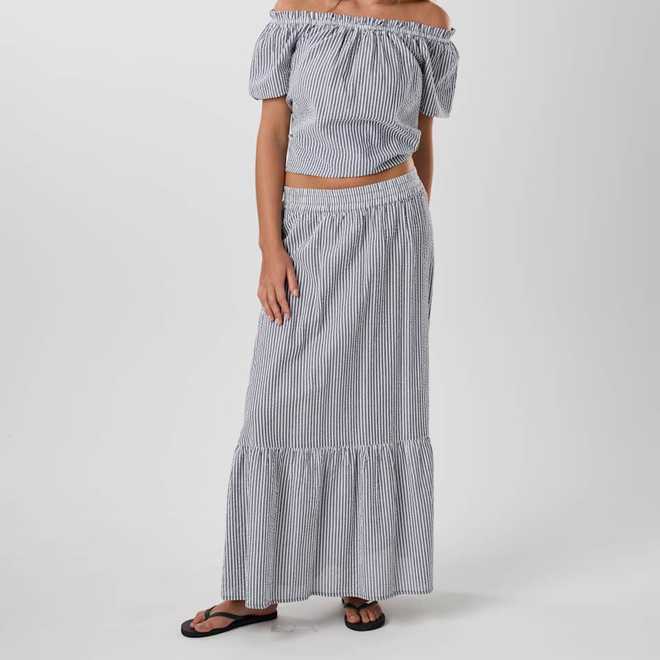 Marina Seersucker Long Skirt W