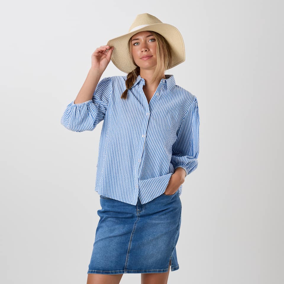 Marina Seersucker Blouse W