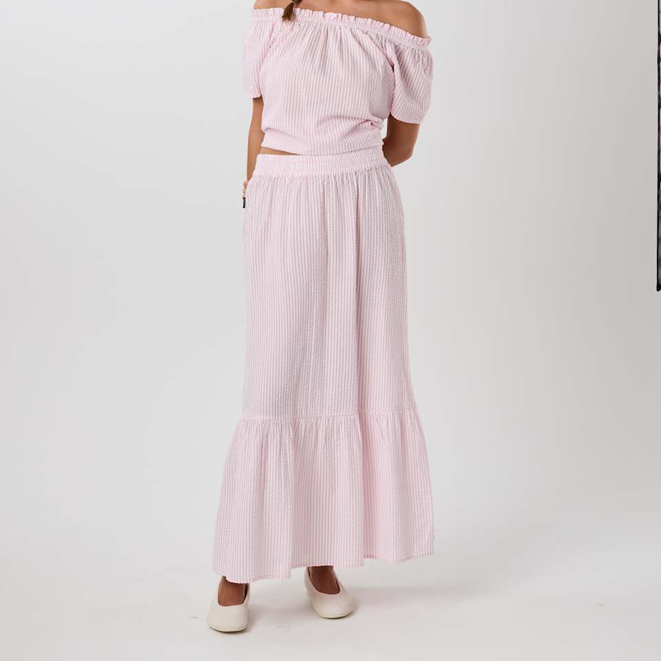 Marina Seersucker Long Skirt W