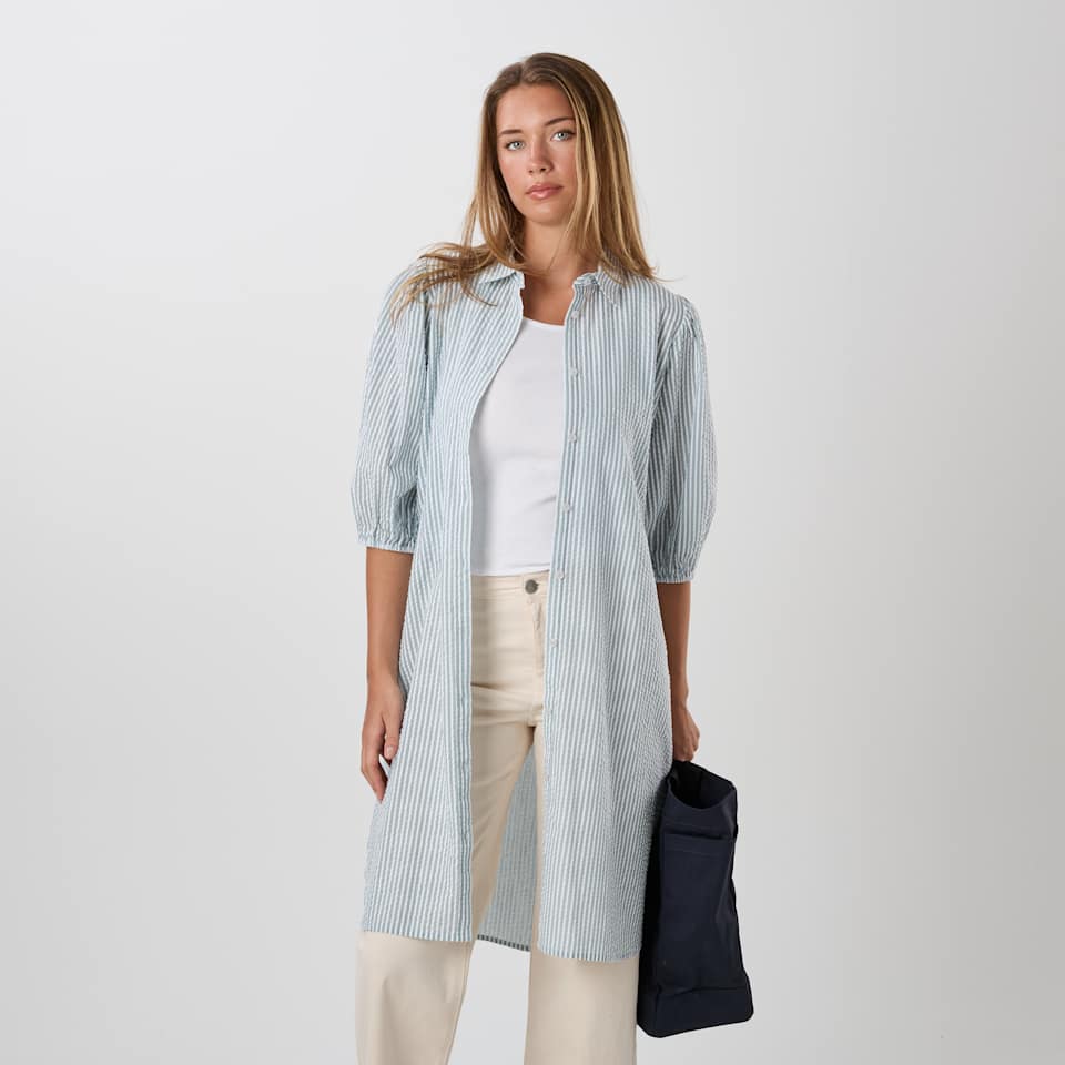 Marina Seersucker Oversized Shirt W
