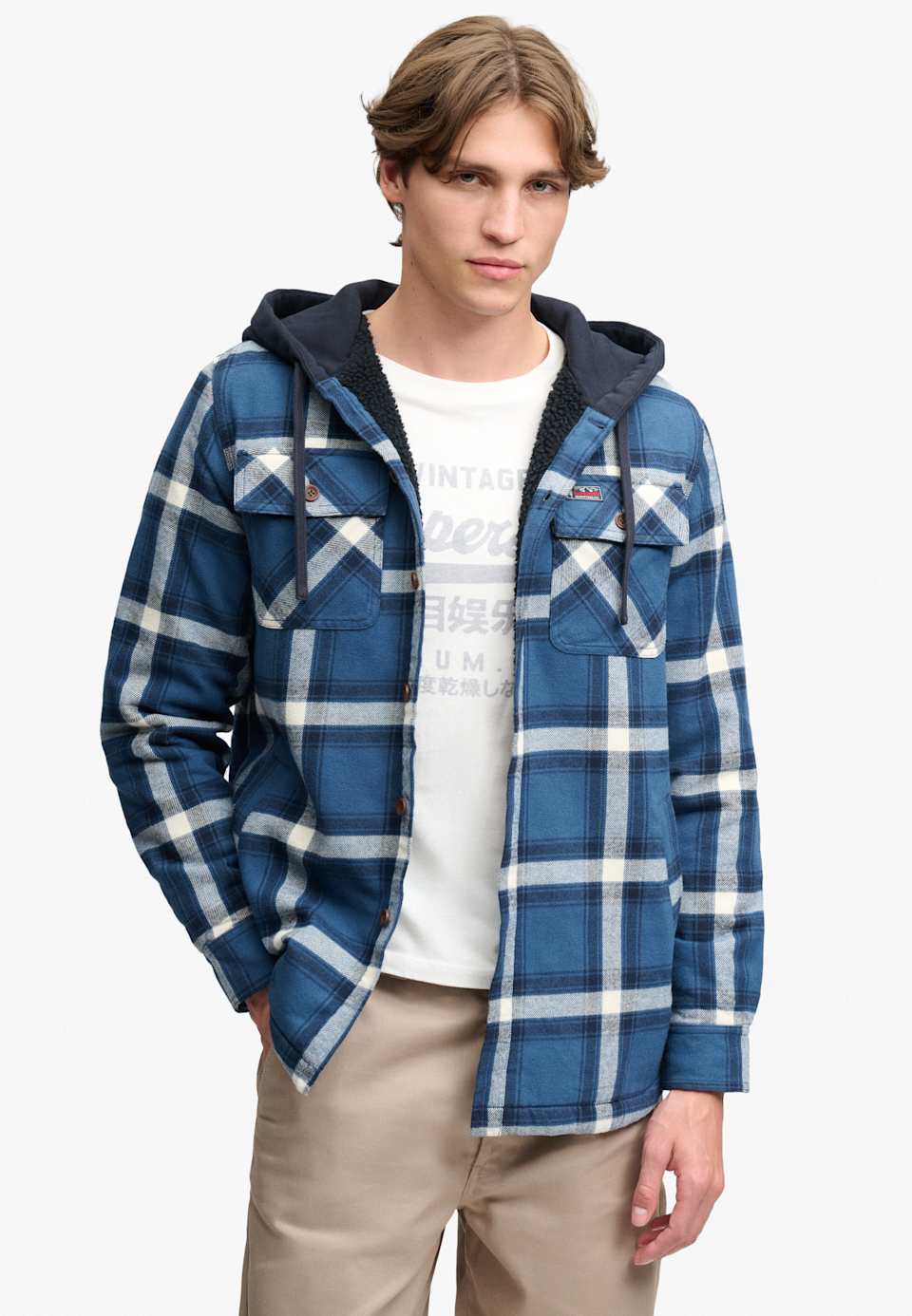BORG LINED HOODED OVERSHIRT