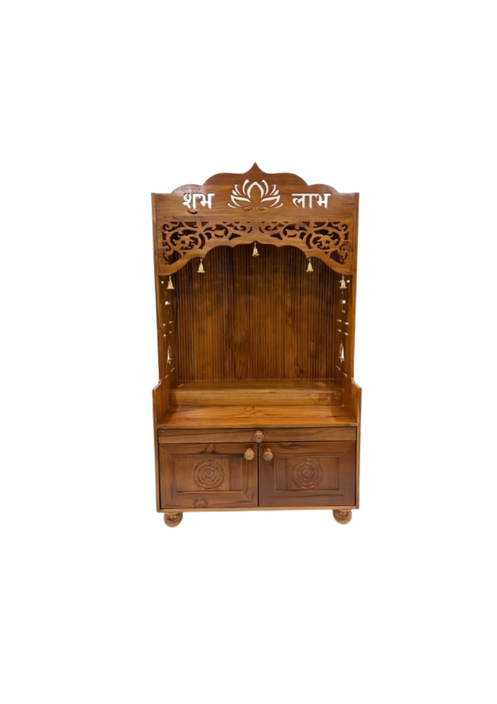 Luxury Solid Teakwood Home Temple with Storage