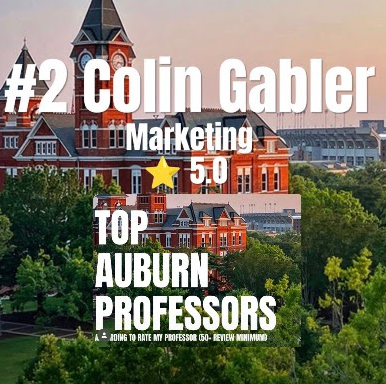 Top Auburn Professors - #2 Colin Gabler, Marketing, 5.0