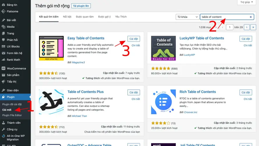 Cách tạo Mục Lục trong WordPress với Easy Table of Contents