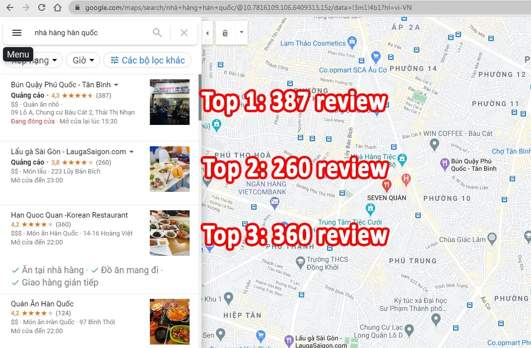 Đánh giá Google Maps uy tín, Tăng Review Google chuyên nghiệp