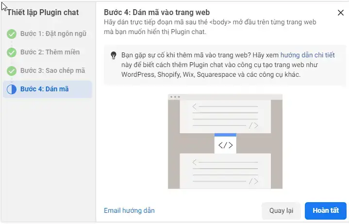 Cách tích hợp live chat Facebook vào website 9