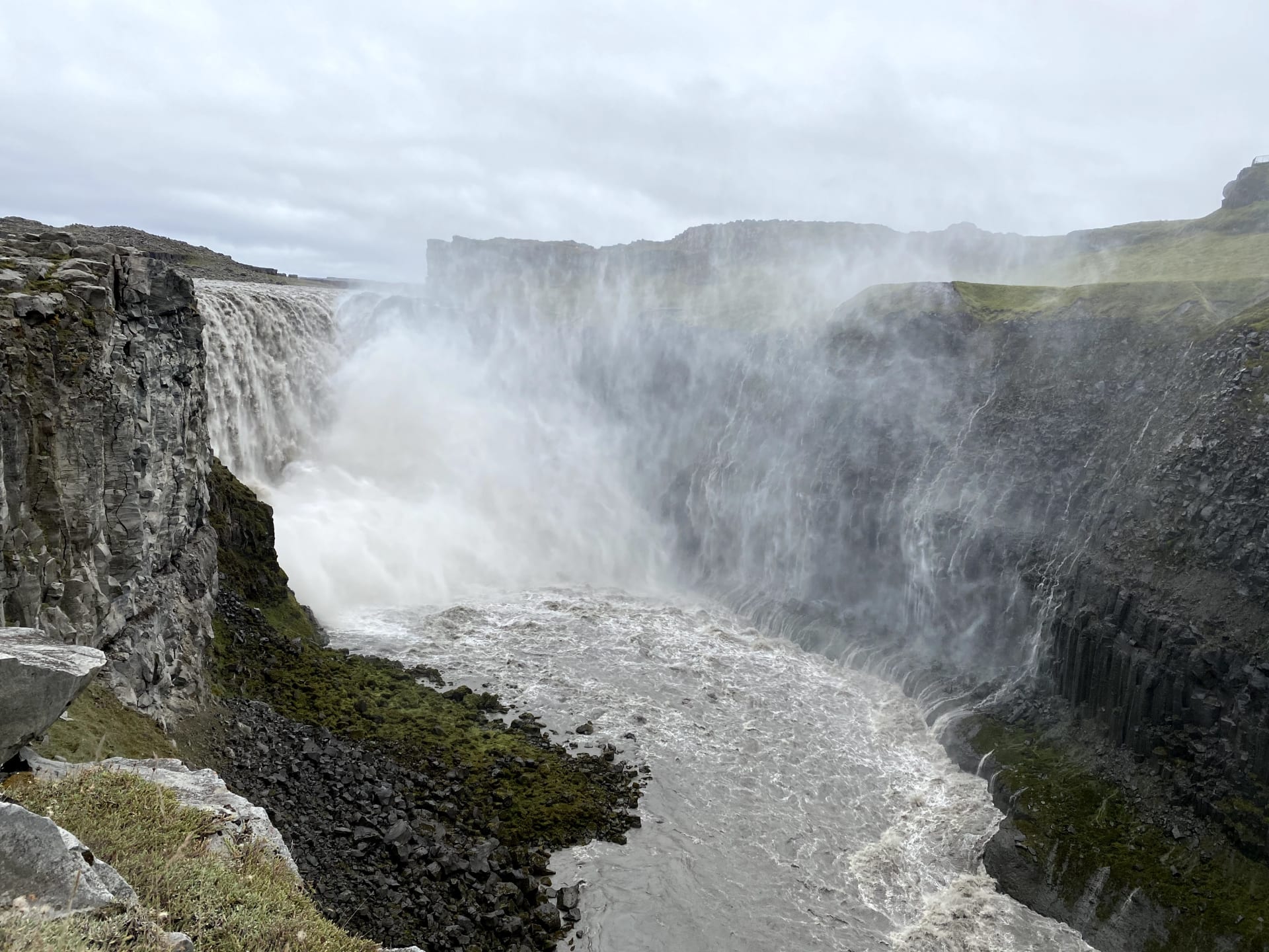 Dettifoss waterfall in full flow, showcasing its immense power