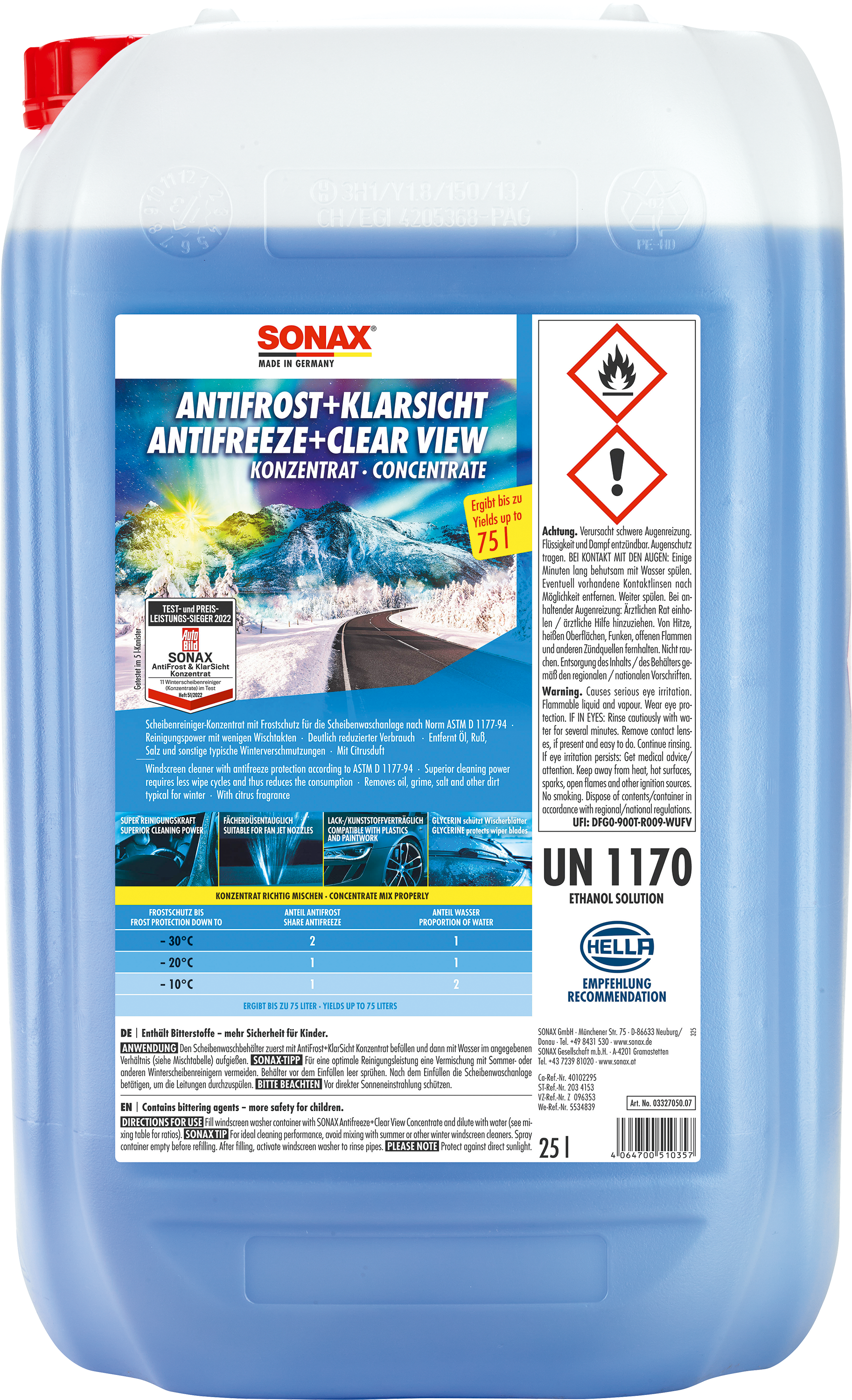 SONAX AntiFrost & KlarSicht Scheiben-Frostschutz Konzentrat, 5L (03325050)  Elektroshop Wagner