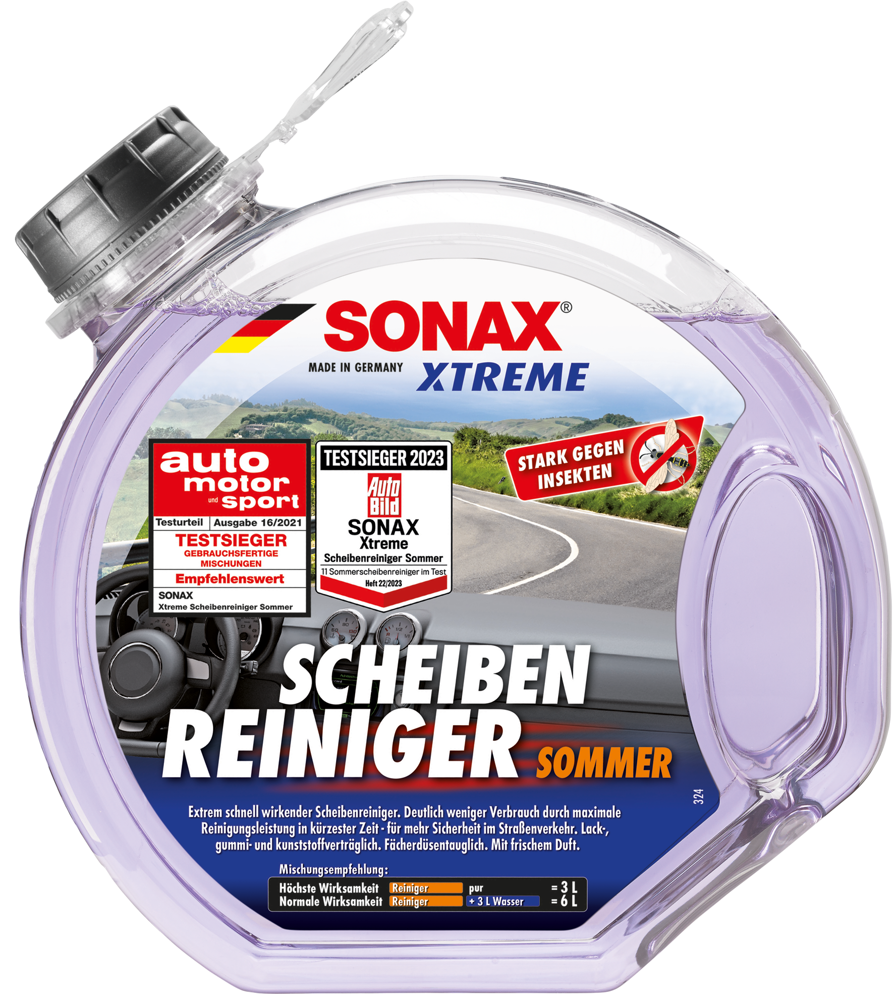 SONAX 03225000 Scheiben-Reiniger gebrauchsfertig AlmSommer 5.02 l