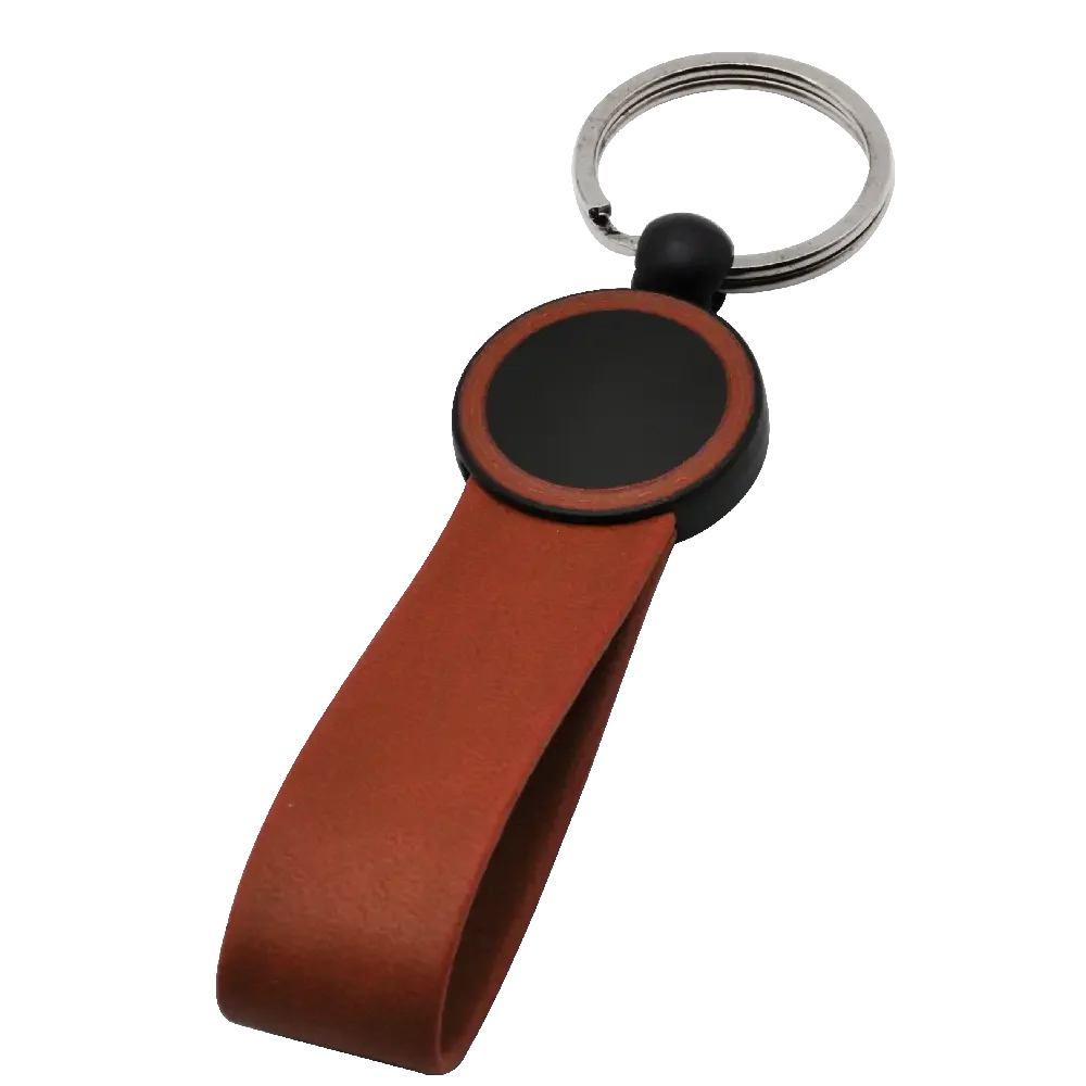 5208-kırmızı Metal Siyah Deri Anahtarlık - Görsel 1