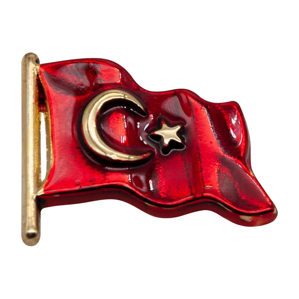 Türk Bayrağı Mineli Yaka Rozeti (İğneli) - Görsel 1