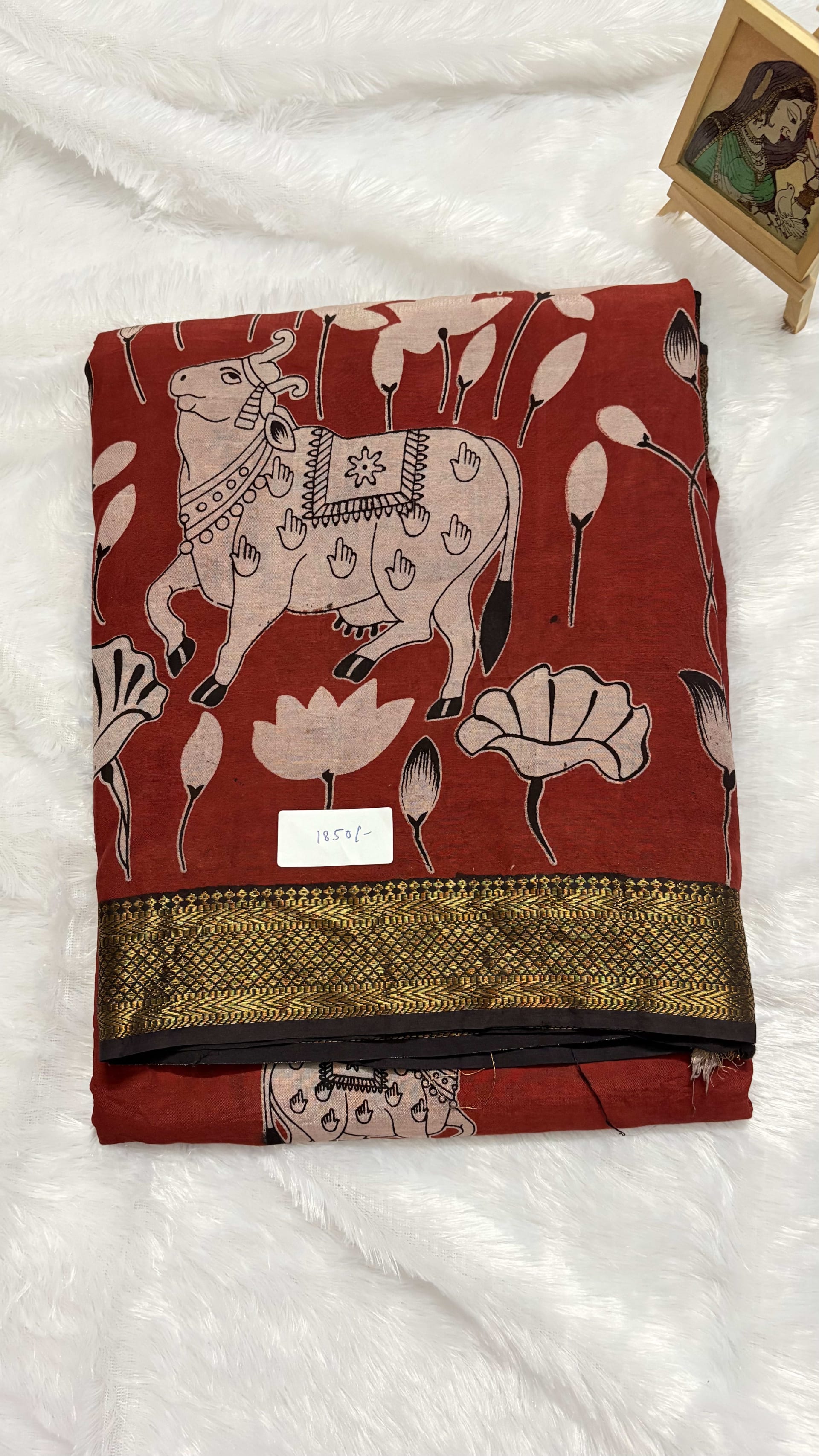 Chennur silk with Nizam Border - Red Pichwai — Red/Maroon Kalamkari Cotton Silk saree