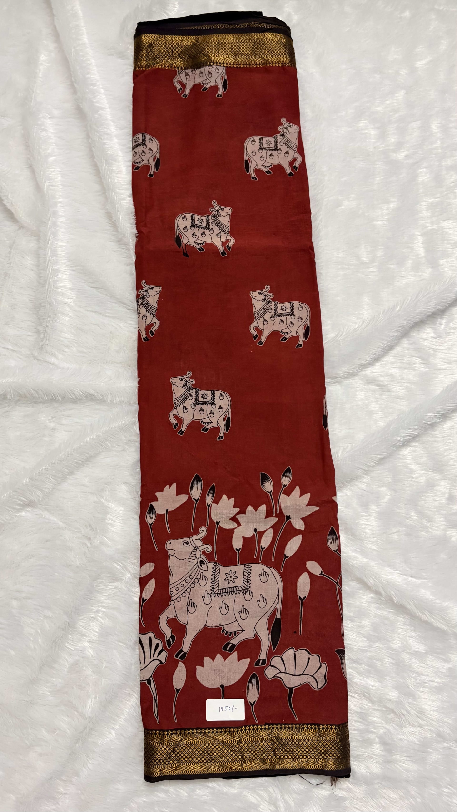Chennur silk with Nizam Border - Red Pichwai — Red/Maroon Kalamkari Cotton Silk saree