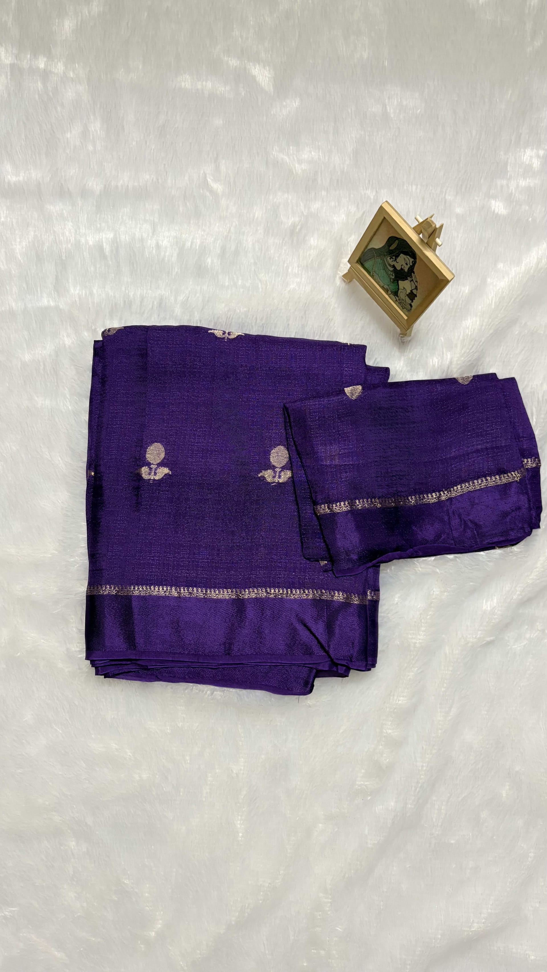 Viscose saree with buttas Purple — Purple/Lavender Banarasi Viscose saree