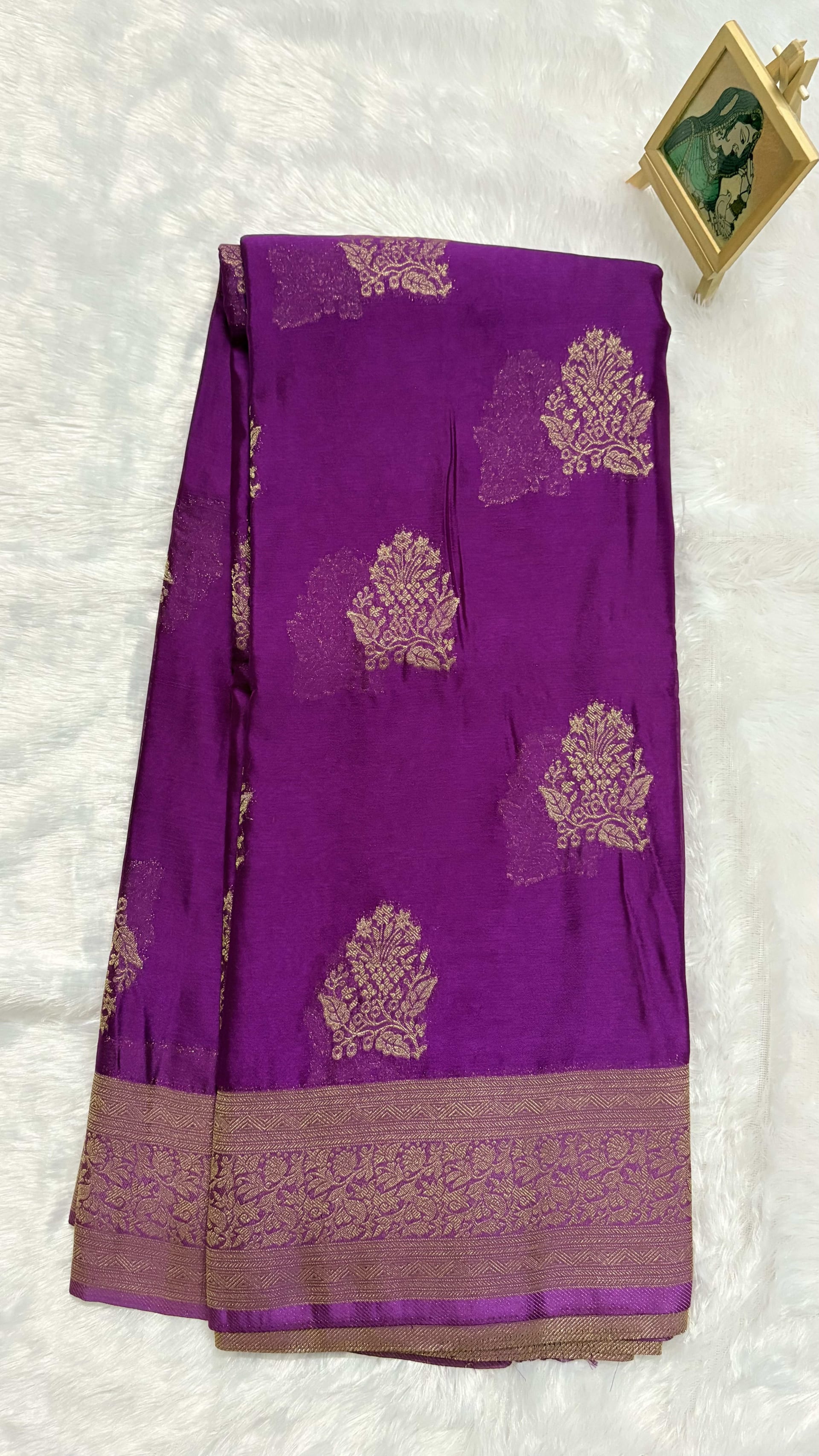 Crepe saree Pink — Pink/Peach Banarasi Crepe saree