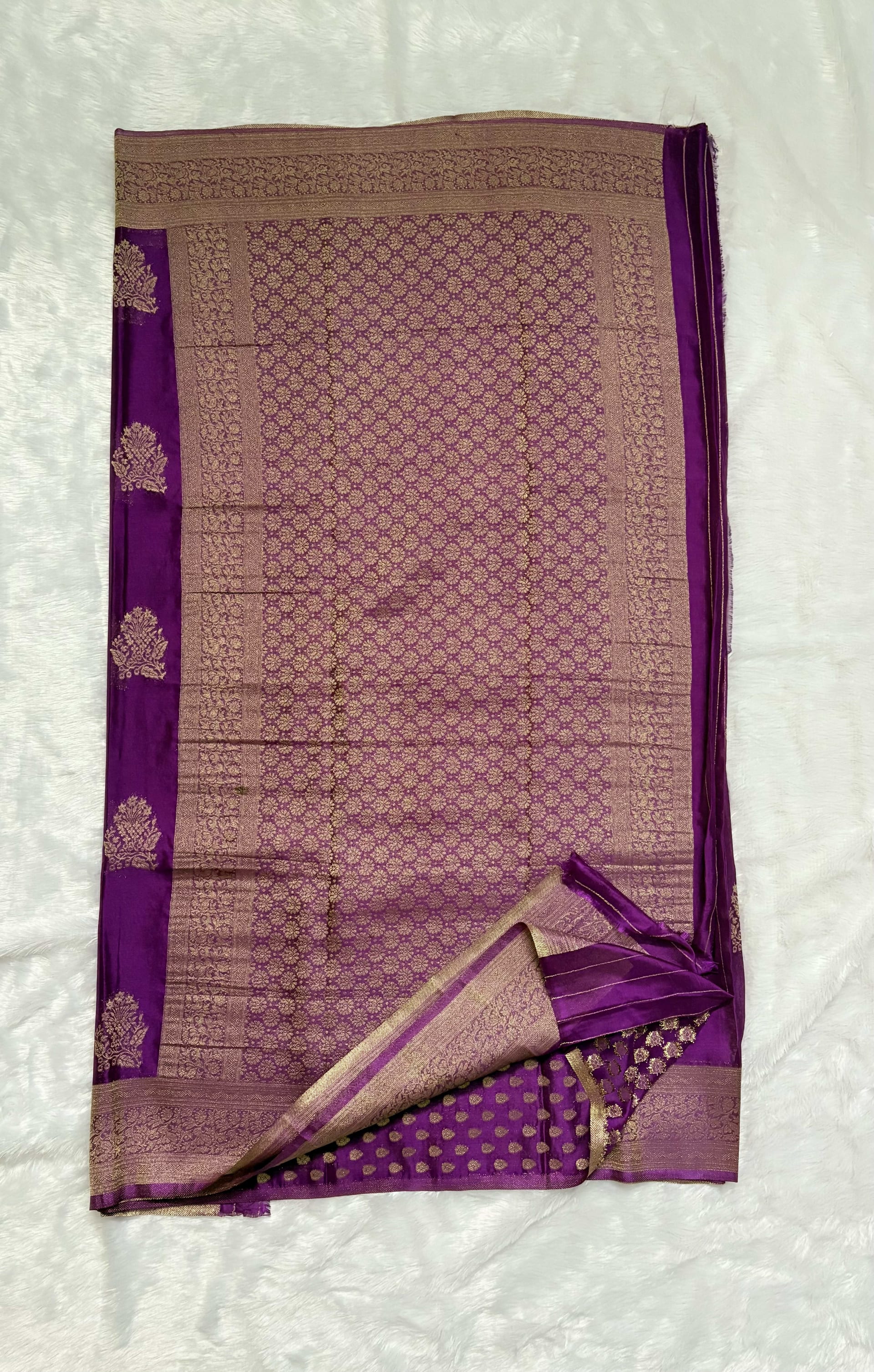 Crepe saree Pink — Pink/Peach Banarasi Crepe saree