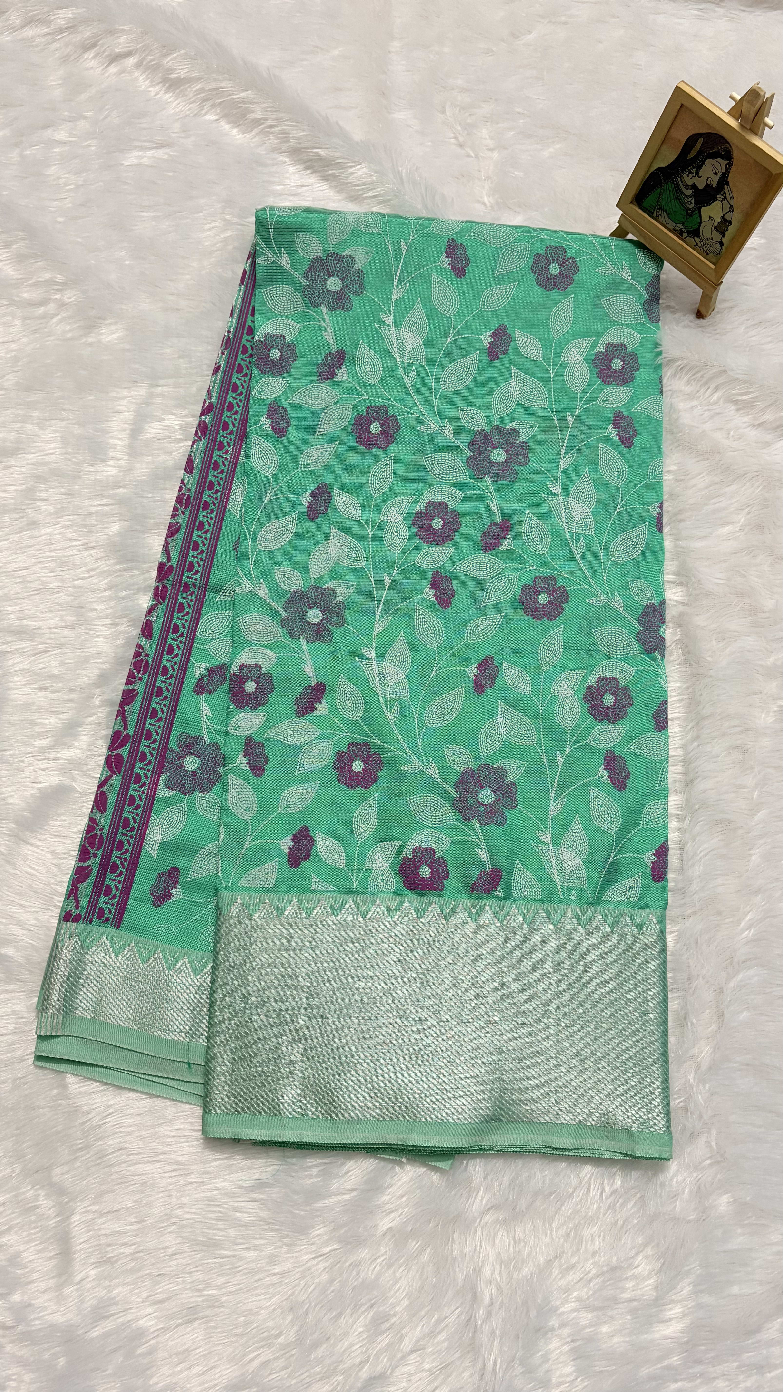 Mangalagiri Pattu Sarees - Rama Green — Green Mangalagiri Silk saree
