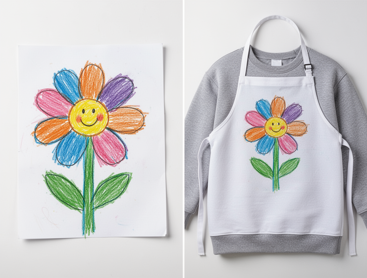 Kid drawing transformed into a personalized gift idea