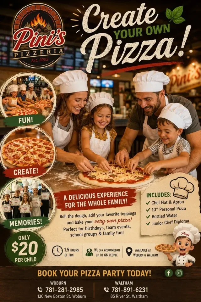 Make your own pizza party  at Pini’s Pizzeria