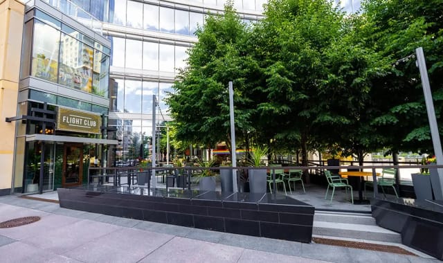 The Bar and Azure Patios at Flight Club Denver