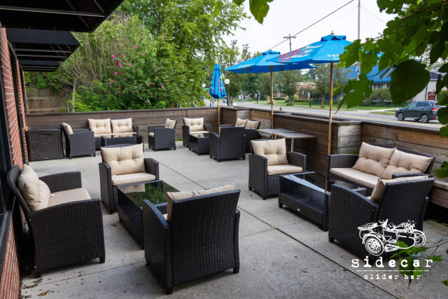 Outdoor Patio Partially Covered at Sidecar Slider Bar at Sidecar Slider Bar - Farmington