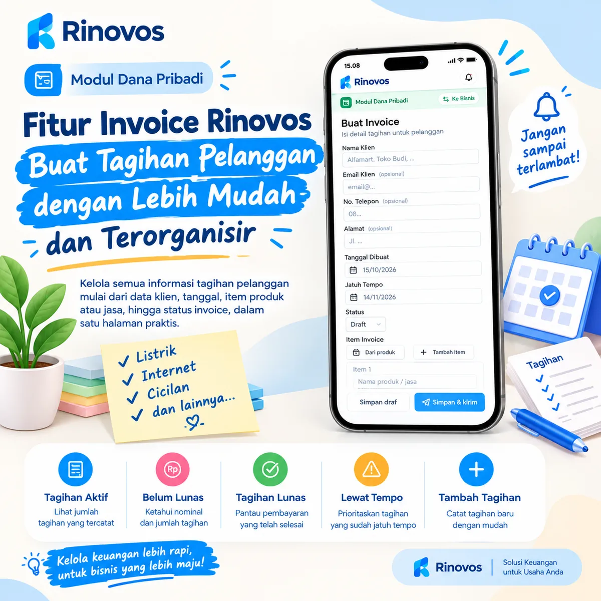 Fitur Invoice Rinovos: Cara Membuat Tagihan Pelanggan yang