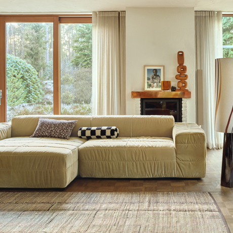 Brut - module d'angle droit en velours royal caramel cm
