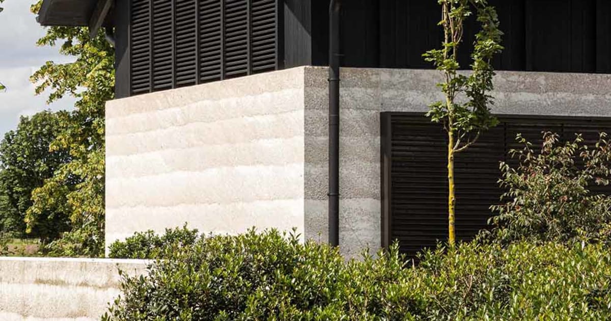 Concreat Shutters Modern House with Black Shutters and Concrete Exte | Feel Design