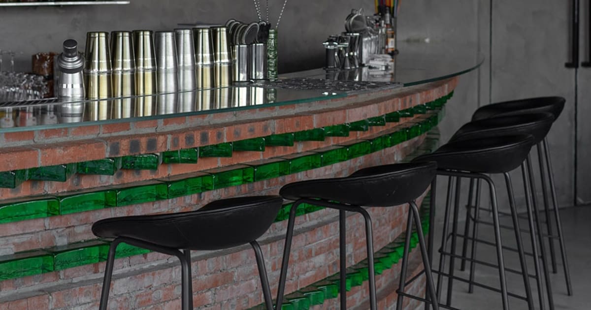 Industrial Bar Interior with Brick & Glass | Feel Design