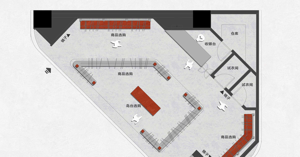 Retail Shop Concrete and Wood Floor Plan | Feel Design