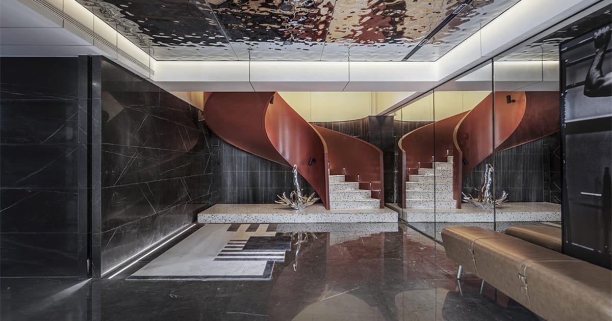 Modern Interior Design: Red Stack Cladding and Bla | Feel Design
