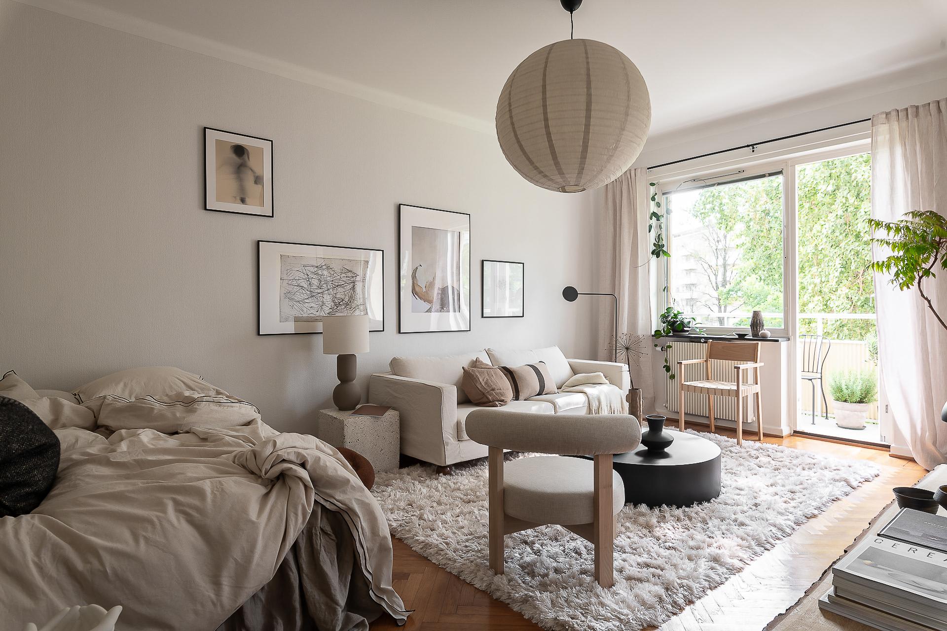 Modern bohemian interior with neutral earth tones